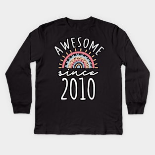 Awesome since 2010 Born in 2010 12th birthday Rainbow Gift Kids Long Sleeve T-Shirt